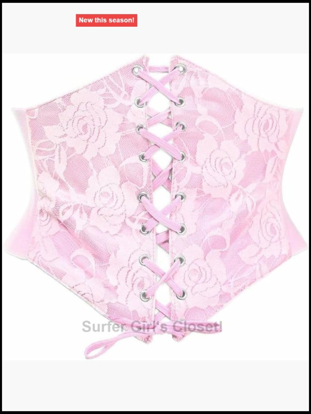 Lace Corset Belt Cincher Lace-Up Front Stretchy Elastic Sides Bustier
